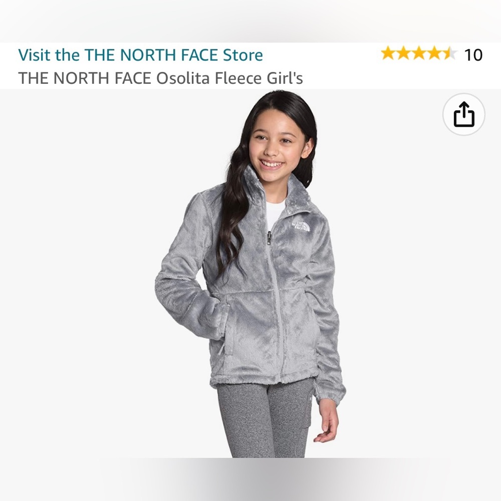 The North Face Girls’ Osolita jacket, Meld Grey/ TNF White size 14/16